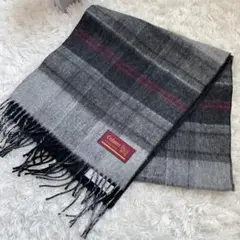 カシミヤ チェック柄　 マフラー グレー系