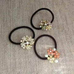 花モチーフ ヘアゴム 3個セット
