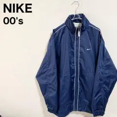★美品★00s NIKE ナイロンジャケット メンズXL 紺 刺繍ロゴ