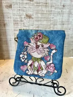 ロラライハリス♡ライトブルーWデニム♡刺繍のポーチ♡