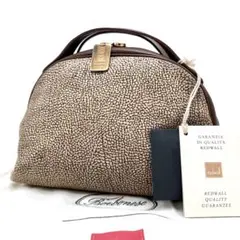 【タグ付き】ボルボネーゼ ハンドバッグ うずら柄 スエード イタリア製 レザー