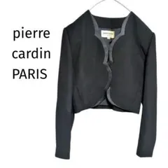 ピエールカルダン/ノーカラージャケット ブラックフォーマル シルク混 M 波型