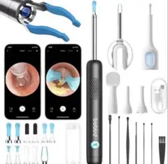 カメラ付き耳かき 1000万画素 耳口鼻観察カバー 点薬補助具 ピンセット付属