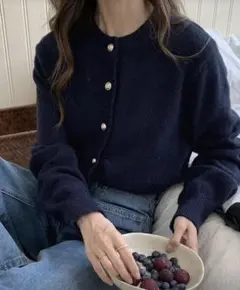 ネイビー カーディガン