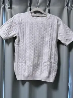 UNIQLO ホワイト ケーブルニット 半袖 L