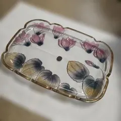 SOGA ガラス皿 花柄 はす柄 昭和レトロ