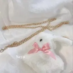 ♡ Pink ribbon あかちゃんうさぎ ミニポシェット white ♡