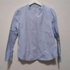 青と白のストライプ 長袖シャツ Sサイズ