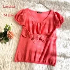 LUCCICA リボン付き 半袖ニット ピンク Mサイズのサムネイル