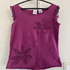アルマーニ　花刺繍フリンジ付き　パープル　タンクトップのサムネイル