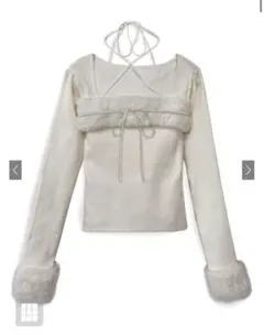 新品 未開封 ファーホルターネックリボンニットトップス[ru1387] GRL