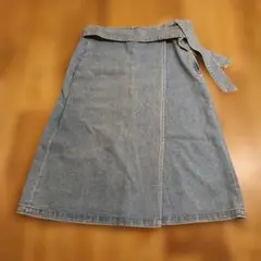 デニム Aラインスカート ウエストベルト付き