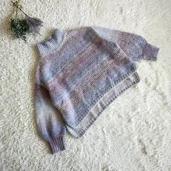 【エニィスィス】ニット/ブルー/M/秋冬/ハイネック/グラデーション/レディース