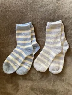 しまむら×MUMUさんx ホカロン マシュマロソックス2足 ボーダー柄 新品