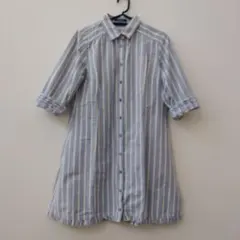 バーバリーブルーレーベル ストライプ シャツワンピース 七分袖