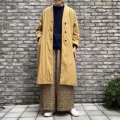 メゾンドソイル 黒 キルティング ノーカラーコート シルク - メルカリ
