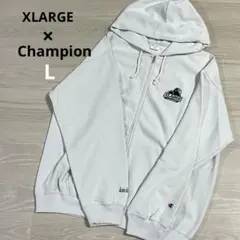 ☆XLARGE×Champion コラボパーカー☆グレー系☆Lサイズ☆未使用