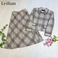Leilian レリアン ウール セットアップ スーツ チェック柄 9
