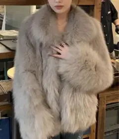 Mela FAKE FUR COAT グレイッシュベージュ