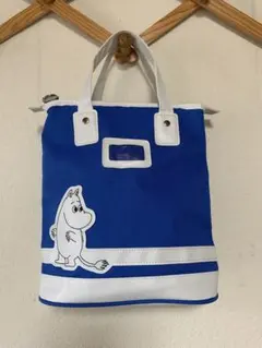 『美品』 ＭＯＯＭＩＮ　キッズ　ハンドバッグ 青　白のサムネイル
