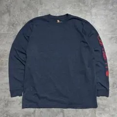 Carhartt 長袖Tシャツ ロンT ネイビー 袖ロゴプリント L