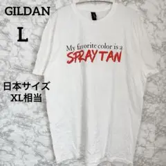 GILDAN ギルダン 半袖Tシャツ クルーネック プリント L 白 ホワイト