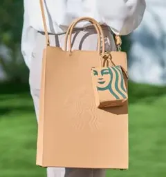 新品未使用 スタバ マイカスタマイズジャーニー レザートート&チャームポーチ