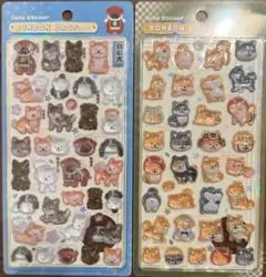 【正規品】和柄　日本犬　緑　柴犬　ボンボンドロップシール　2枚セット
