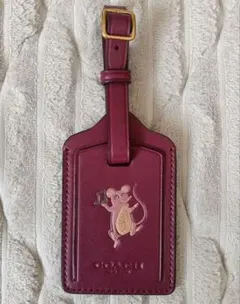 COACH　レザー製ネームタグ　ねずみ　スーツケース　バッグチャーム