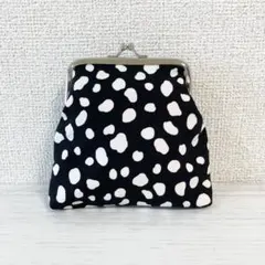 がま口財布 ミニ財布 コインケース 小物入れ　ダルメシアン柄 ネオングリーン