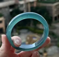 翡翠バングル 超稀有 高氷種 三彩色 淡い紫x湖青色x薄い緑 約59mm