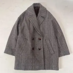 ジャーナルスタンダードレリューム　ダブルカラー　チェックコート ブラウン系 M