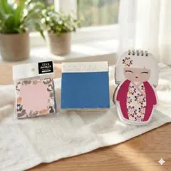 【昭和レトロ】和風 メモ帳 付箋 3点セット まとめ売り 猫 千代紙 着物