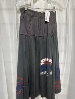 婦人　ロゴ入りロングスカート　グレー　M