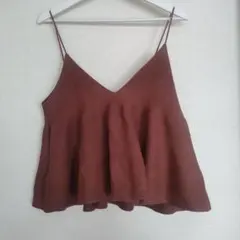 ブラウンリブ編みVネックビスチェ