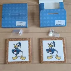 ②未使用　倉庫保存品　２セット　ディズニー　ドナルド　コースター　壁掛