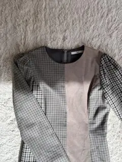 SLY チェック柄 長袖ワンピース グレー系