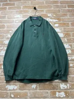 00s polo ラルフローレン ポロシャツ　緑　ワンポイント　刺繍　ナイガイ