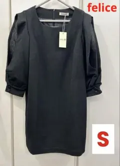 ① 新品未使用 ミニワンピース 袖シアー チュニック フォーマル ブラック S