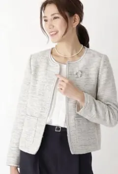 AG by aquagirl ツイードノーカラージャケット　アイボリー38超美品