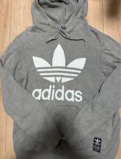 adidas originals ニットパーカー グレー トレフォイルロゴ 古着