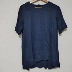 半袖Tシャツ【 Mサイズ 】麻100% ネイビー チュニック