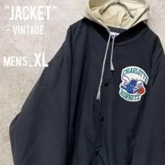 レア○USA製90s《NBA》ホーネッツ 中綿 刺繍ナイロンジャケット/XL
