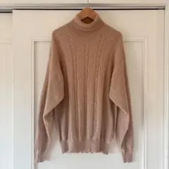 美品 ユニチカ ホワイトカシミヤ 100% タートルネックセーター ベージュ L