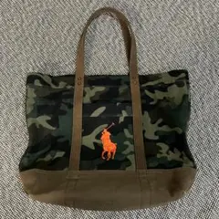 ポロラルフローレン キャンバス ビッグポニートートバッグ カモフラ 特大サイズ