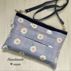 BOXティッシュショルダー サコッシュ　保育士　ハンドメイドmam