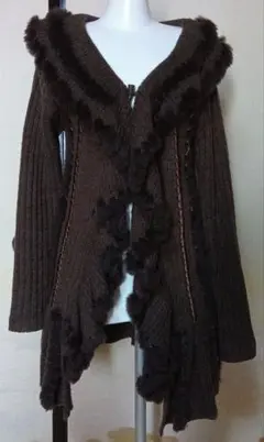 ロングニットコート　M