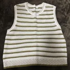GU ボーダー ニットベスト Sサイズ
