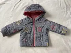 グレー星柄刺繍中綿コート