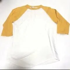 ホワイト/イエロー ラグランスリーブ 七分丈 サイズ不明 春夏 使用感あり